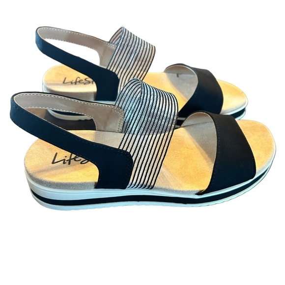 LifeStride Womens Zing Ankle Strap Slip On Flatform Sandals Size 7 Wide Width - Picture 1 of 11